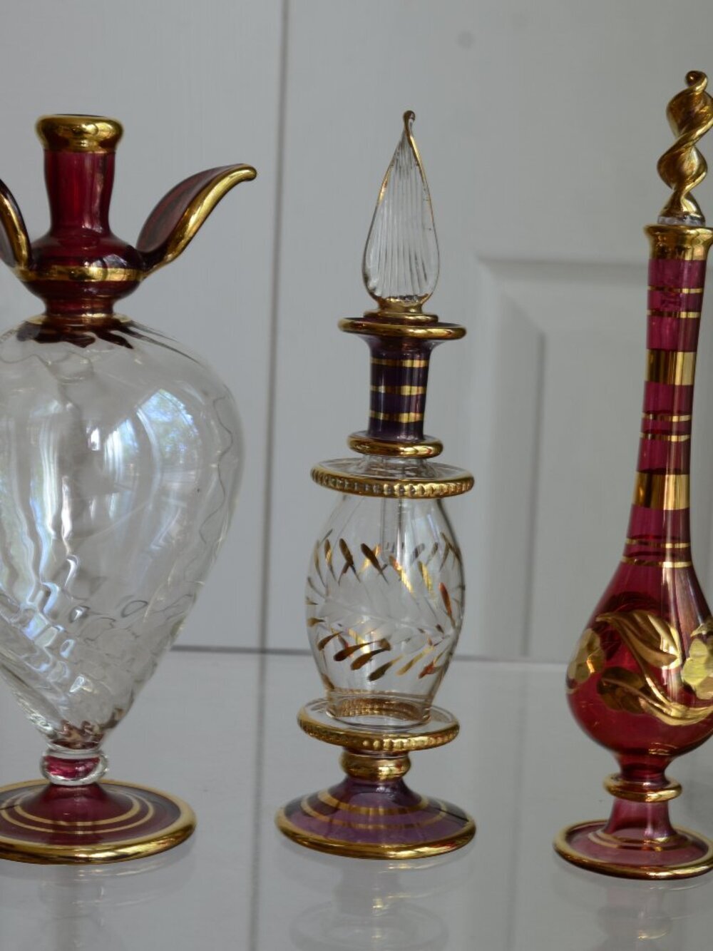 Lot of 3 Egyptian Glass Perfume Bottles